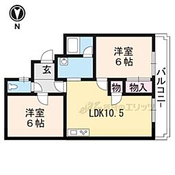 JR東海道・山陽本線 瀬田駅 徒歩18分の賃貸マンション 3階2LDKの間取り