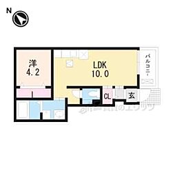 JR東海道・山陽本線 安土駅 徒歩15分の賃貸アパート 1階1LDKの間取り