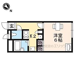 レオパレスチャスティティ 2階1Kの間取り