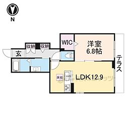 JR北陸本線 長浜駅 徒歩10分の賃貸アパート 1階1LDKの間取り