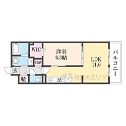 ラクーン守山 3階1LDKの間取り