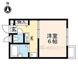 JR湖西線 大津京駅 徒歩8分の賃貸アパート 1階1Kの間取り