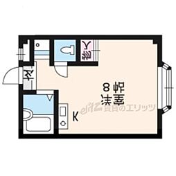 トロワシス 2階ワンルームの間取り