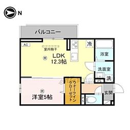 JR湖西線 大津京駅 徒歩8分の賃貸アパート 2階1LDKの間取り