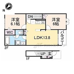 近江鉄道近江本線 豊郷駅 徒歩17分の賃貸アパート 1階2LDKの間取り
