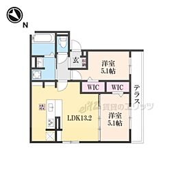 ビクトワールII 101 1階2LDKの間取り