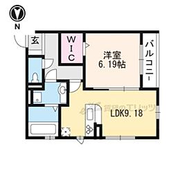 サザンクロス 3階1LDKの間取り