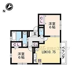 ケイ・シュウホウＡ棟 1階2LDKの間取り