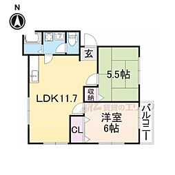 JR東海道・山陽本線 南彦根駅 バス3分 戸賀団地下車 徒歩3分の賃貸アパート 2階2LDKの間取り
