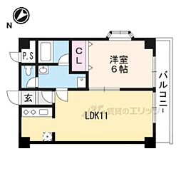 ジュネス堅田 3階1LDKの間取り