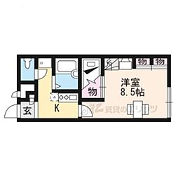 JR湖西線 唐崎駅 徒歩9分の賃貸アパート 2階1Kの間取り
