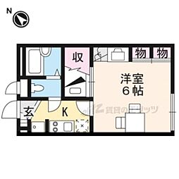 レオパレスベルン 1階1Kの間取り