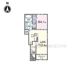 ベラーノII 1階1LDKの間取り