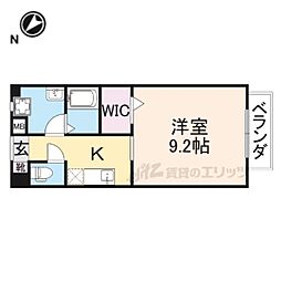 インテリオル 2階1Kの間取り