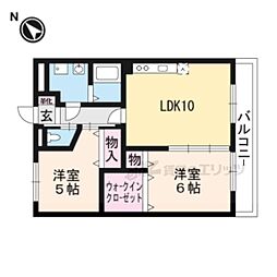 JR東海道・山陽本線 草津駅 徒歩26分の賃貸マンション 3階2LDKの間取り