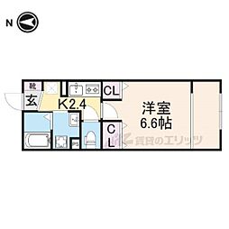 キャッスル 2階1Kの間取り