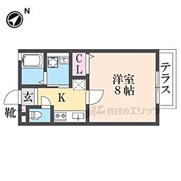 クレアール 1階1Kの間取り