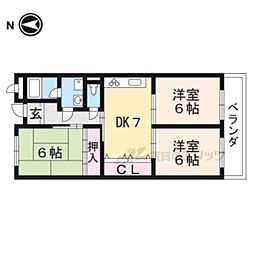 パストラルコート 2階3DKの間取り