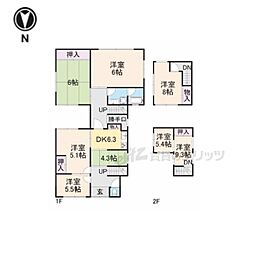 JR東海道・山陽本線 彦根駅 徒歩21分の賃貸一戸建て 8LDKの間取り