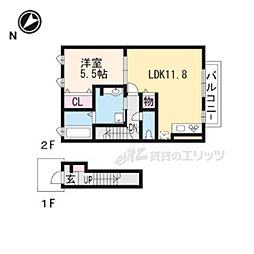 Ｂｅｒｇ 2階1LDKの間取り