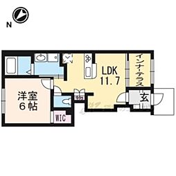 グランドソレーユII番館 1階1LDKの間取り