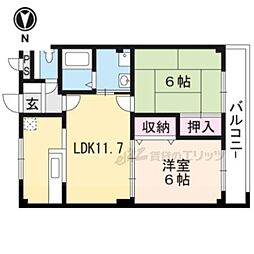 JR草津線 石部駅 徒歩34分の賃貸アパート 2階2LDKの間取り
