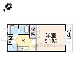 プチ・ベル 1階1Kの間取り