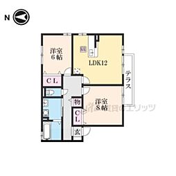 JR草津線 三雲駅 バス8分 ドン・キホーテ前下車 徒歩5分の賃貸アパート 1階2LDKの間取り