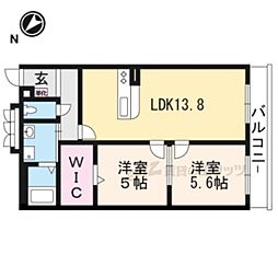 ハートフルマンション新左衛門 5階2LDKの間取り