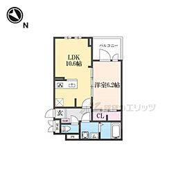 フルール彦根 1LDKの間取図画像