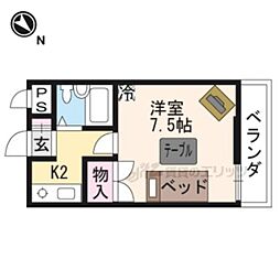 ラフィーネ瀬田 1Kの間取図画像