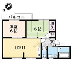 コーポ山川 2LDKの間取図画像