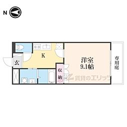 レイクサイドビュー 1Kの間取図画像