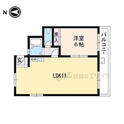 ハイツ堅田 1LDKの間取図画像