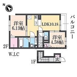 秀豊4号館 2LDKの間取図画像