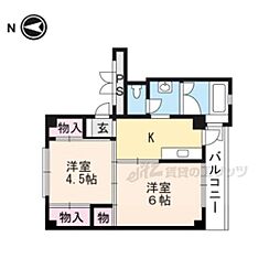 ビレッジハウス岩根3 2Kの間取図画像