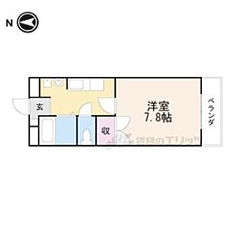 フローリッシュ2 1Kの間取図画像