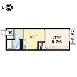 メゾンロックス 1Kの間取図画像