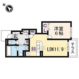 ラビットレジデンス八日市 1LDKの間取図画像