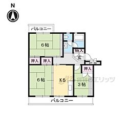 びわ湖美空団地24号棟 3DKの間取図画像