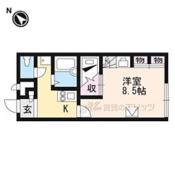 レオパレスECHI 1Kの間取図画像