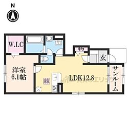 シャレム・オールK 1LDKの間取図画像