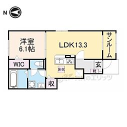 フィオーレII 1LDKの間取図画像