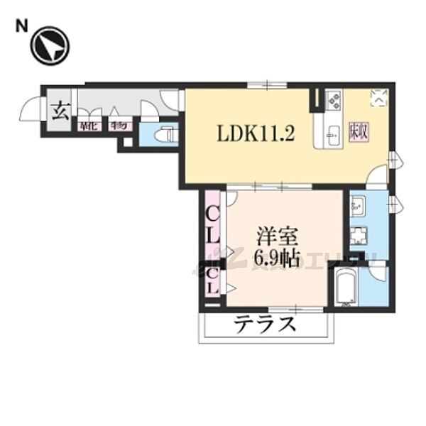 シャーメゾンコロニオーロ 103｜滋賀県大津市一里山４丁目(賃貸アパート1LDK・1階・46.21㎡)の写真 その2