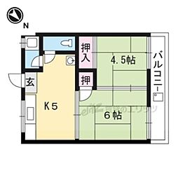 ハイツ勝部 2階2DKの間取り