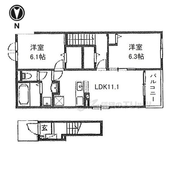 ウッドヴィレッジ甲南SOUTH 206｜滋賀県甲賀市甲南町野田(賃貸アパート2LDK・2階・58.57㎡)の写真 その2