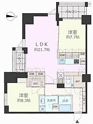六本木ヒルズレジデンスD棟 2LDKの間取図画像