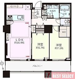パークコート麻布十番ザ・タワー 2LDKの間取図画像