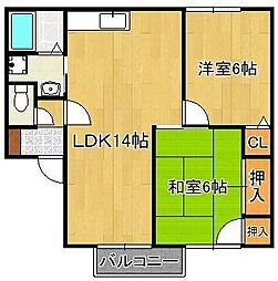 セジュールダイヤ1番館 2LDKの間取図画像