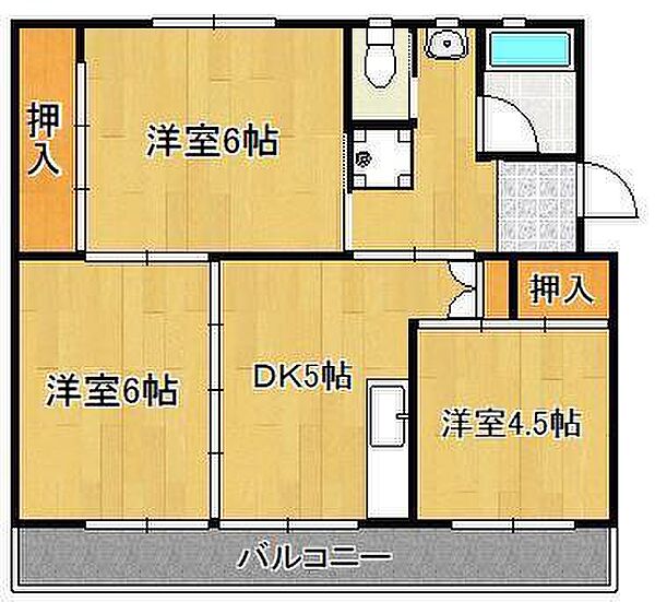 ビレッジハウス水巻1号棟 ｜福岡県遠賀郡水巻町古賀2丁目(賃貸アパート3DK・1階・53.96㎡)の写真 その2